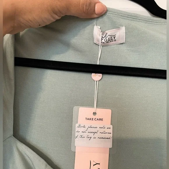 Square Neck Long Sleeve Mini Dress in Sage - Picture 4 of 5